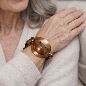 Vintage Copper MCM Sculptural Geometric Bracelet